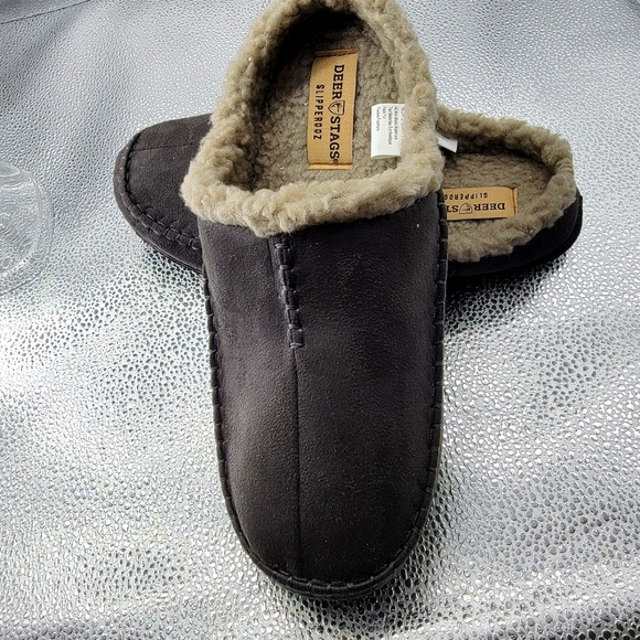 DEER STAGS men's slippers NIB grey, Sz 10 - Picture 2 of 7
